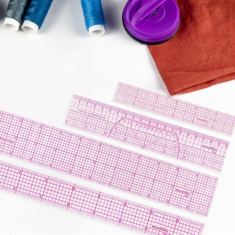 KEARING Clear Sewing Graph Ruler Fashion Design Ruler, Sandwich Line, 2 x 12, Transparent Pattern Making Dress Making Ruler for Sewing Quilting - Image 5